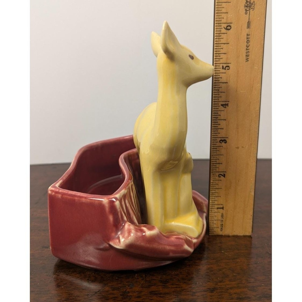 Shawnee USA Deer & Fawn Planter Vintage Mid Century Woodland Pottery Brown Vase - Picture 3 of 8
